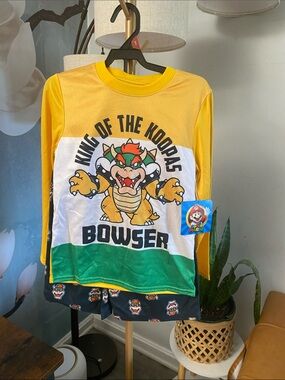 Bowser Kids Pajama Set - Yellow/Green - Super Mario NWT size 8 Boys
